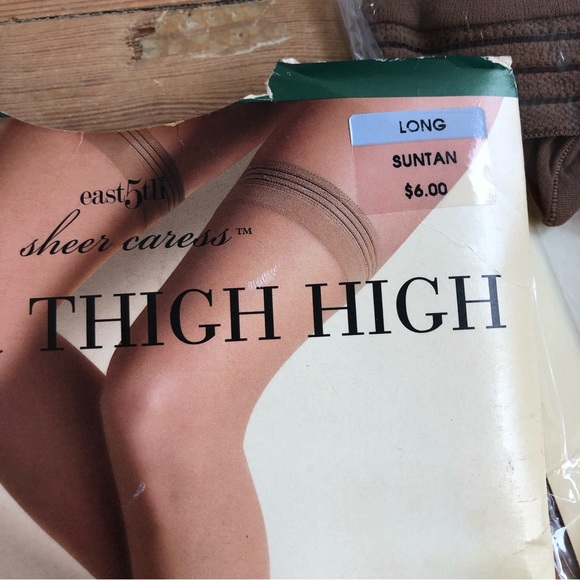 Vintage East 5th sheer thigh highs | suntan | Sz Long - Picture 3 of 4